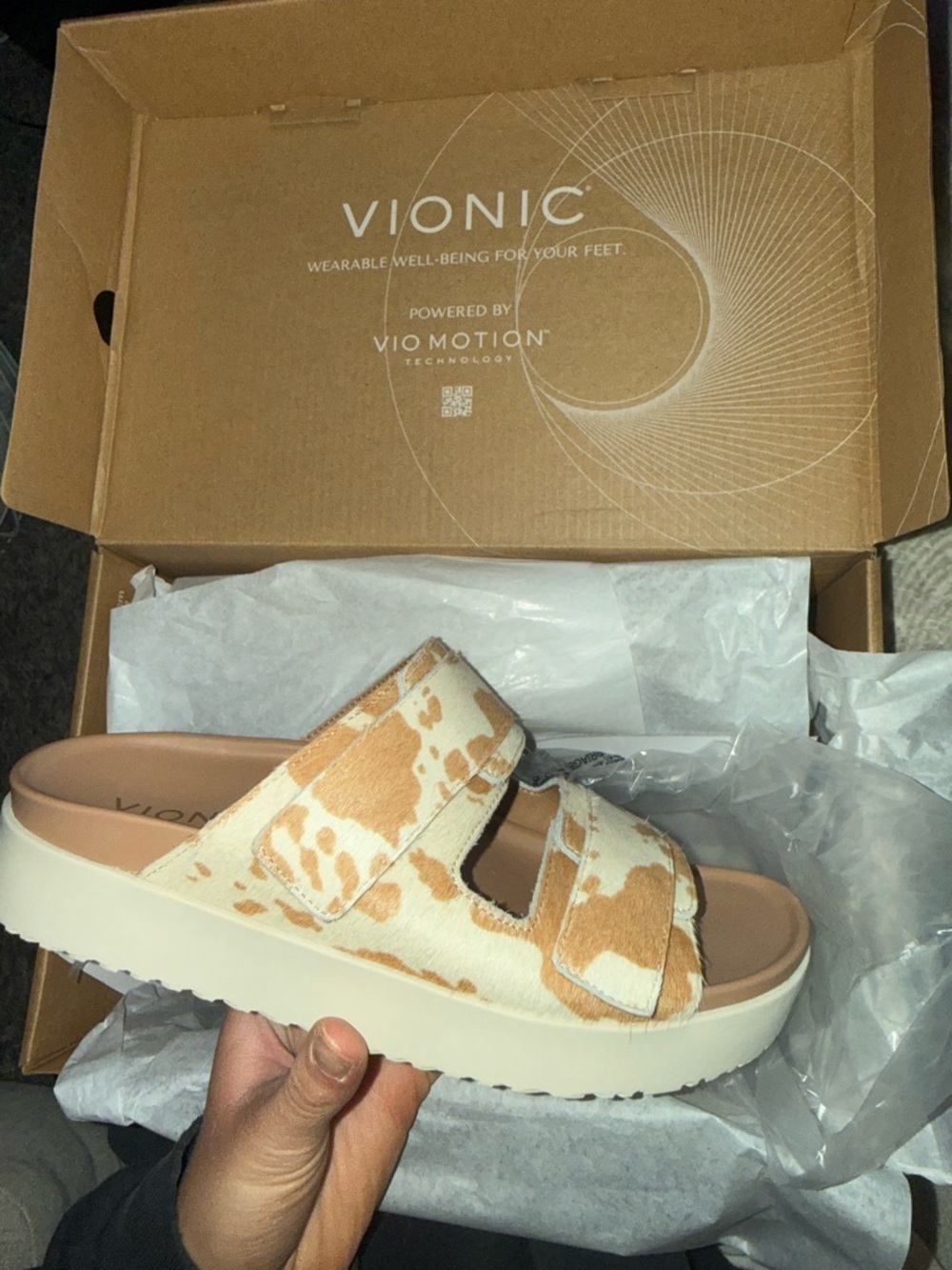 Vionic Women's Cow Print Platform Slide